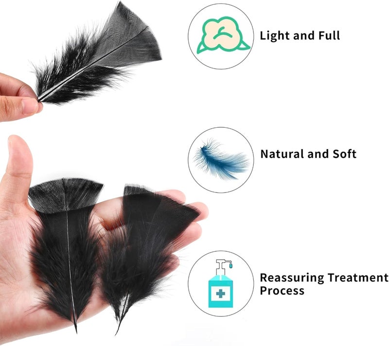 Soarer Black Turkey Feathers - 300pcs 3-5inch Feathers for Kindergarten DIY Crafts,Wedding Home Party Decorations,Dream Catcher Supplies(Black) - Image 4